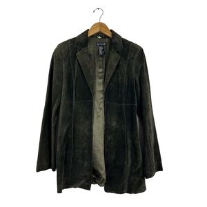 Bebe Dark Green Suede  100% Leather Blazer